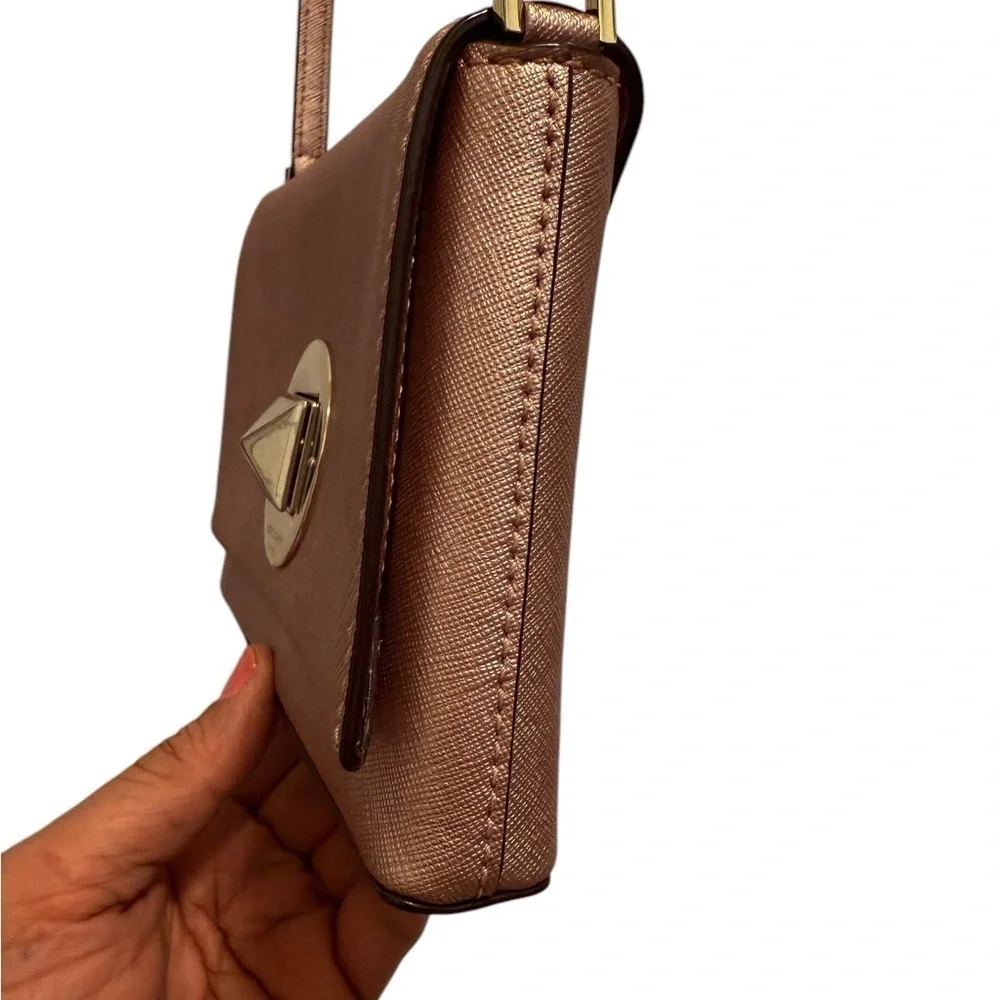 Elegant Kate Spade Newbury Land  Rose Gold Leather Cross Body Bag